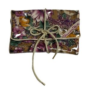 Vintage Y2K Oscar de la Renta Floral Toiletry Bag Roll Up Travel Case STAINED